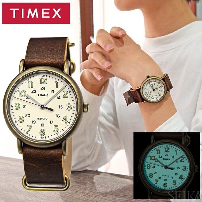 New]The watch that an ender is white in Timex TIMEX clock mens watch  TW2P85700(49) white X brown leather vintage week - BE FORWARD Store