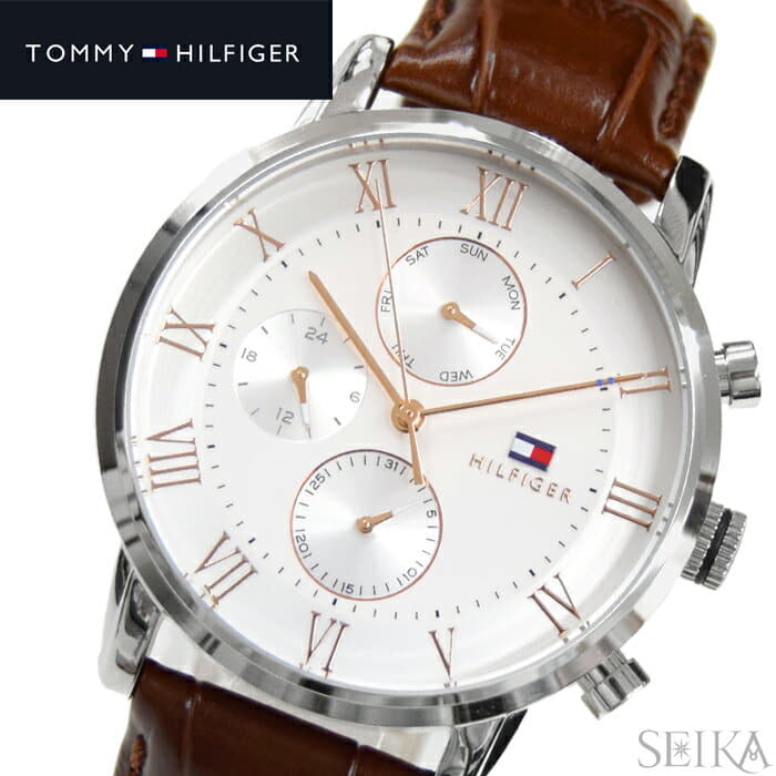 New]The watch that tomihirufiga TOMMY HILFIGER 1791400 (193) clock watch  mens white brown leather is white - BE FORWARD Store