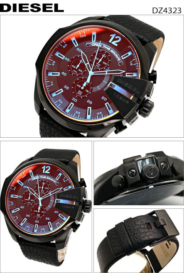 New]Diesel DIESEL mega chief clock watch mens leather Black DZ4323 ID - BE  FORWARD Store
