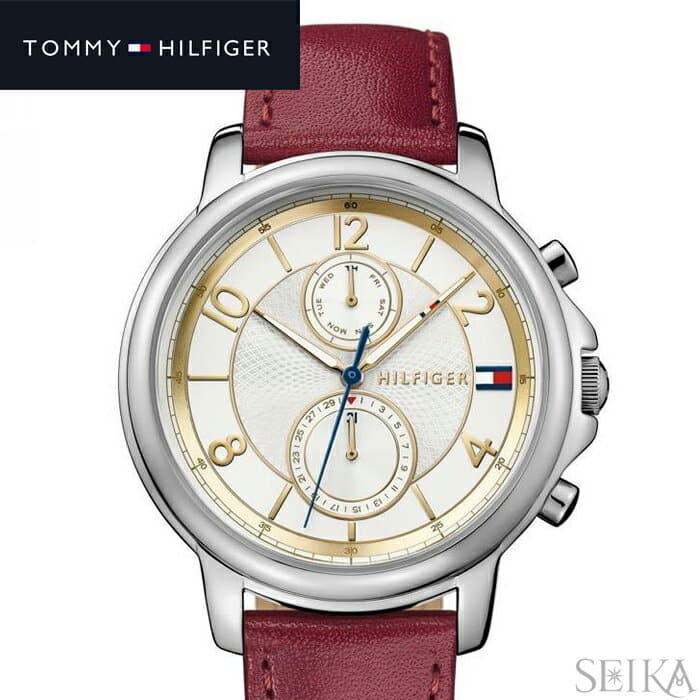 New]The watch that tomihirufiga TOMMY HILFIGER 1781816 (234) clock watch  Lady's white X Gold red leather is red - BE FORWARD Store