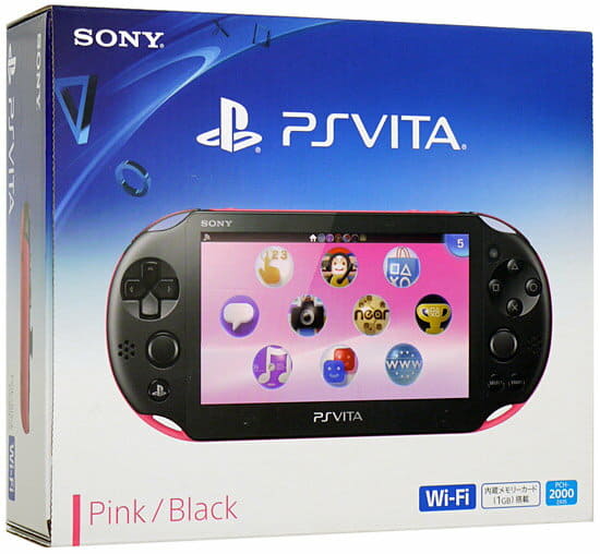 Used]There is PSVita Wi-Fi pink Black PCH-2000 ZA15 former box 