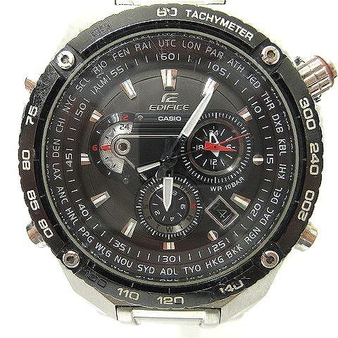 Used]CASIO EDIFICE EFE-500 quartz Chronograph SS watch black / silver - BE  FORWARD Store