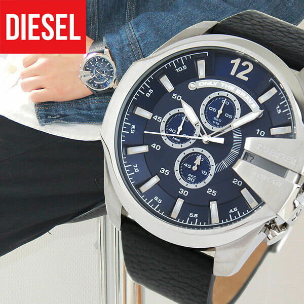 [New]DIESEL clock mega chief MEGA CHIEF DZ4423 mens watch leather belt ...