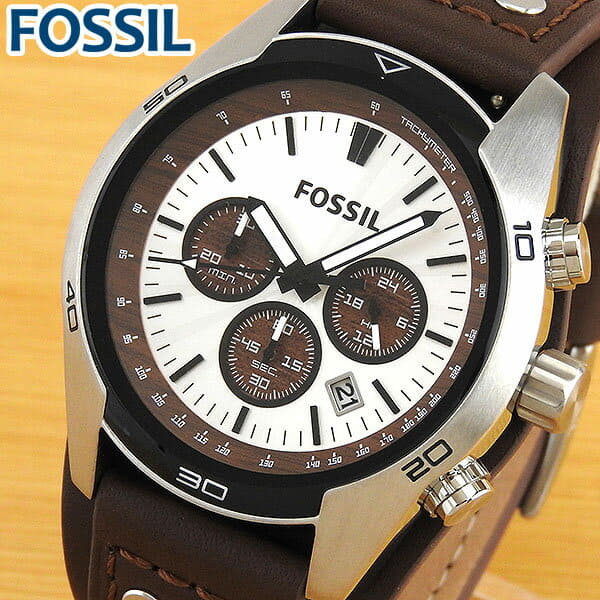 New]FOSSIL Fossil CH2565 mens watch leather belt leather quartz analog  white white tea brown - BE FORWARD Store
