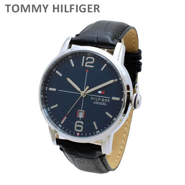 New]tomihirufiga watch 1791216 leather Black Silver mens TOMMY HILFIGER -  BE FORWARD Store