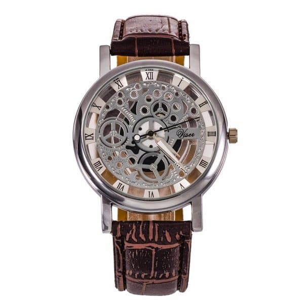 [New]Machine type quarts watch mens black / Silver - BE FORWARD Store