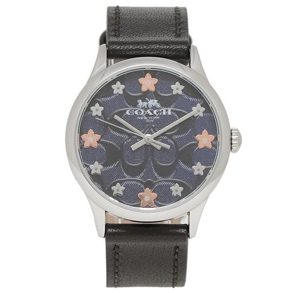 New]Coach Ruby Signature Floral Ladies Watch Denim/Black/Leather 14503292 -  BE FORWARD Store