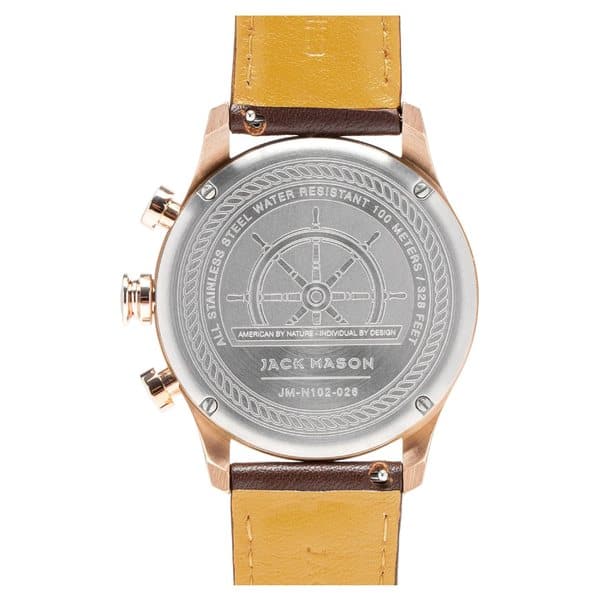 New Jack maison mens watch accessories Jack Mason Nautical Chronograph Leather Strap Watch 42mm Grey Brown BE FORWARD Store