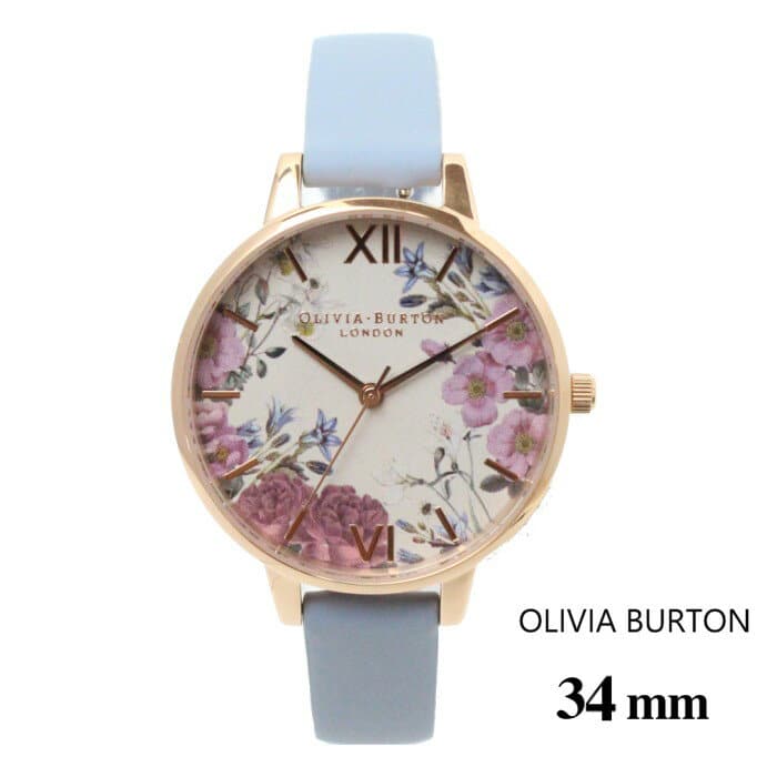 New]Olivia Burton Ladies Quartz Watch 34mm British Blooms Chalk