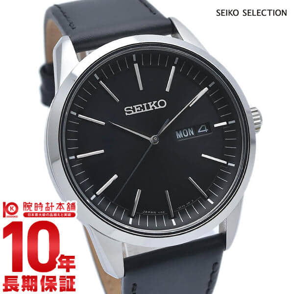 New]Seiko Selection Men's Solar Watch Leather Belt Black SBPX123