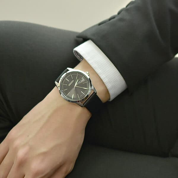 New]Seiko Selection Men's Solar Watch Leather Belt Black SBPX123