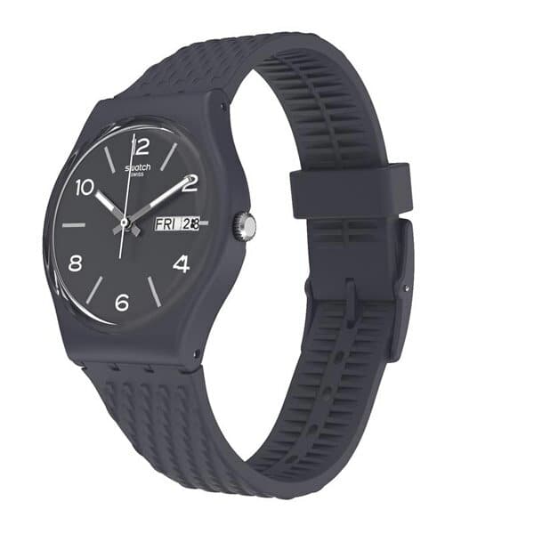 New]swatch (Swatch) GN725 mens Lady's watch sliver is with a strap calendar  of dark blue LASERATA using the technique of print-dying it - BE FORWARD  Store