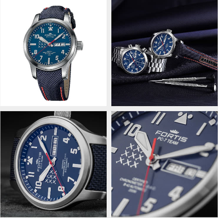 New Ref.655.10.55M attached to the strap one made in forutisu world 300 FORTIS PC 7 team Aero master D date watch 42mm koduranairon BE FORWARD Store