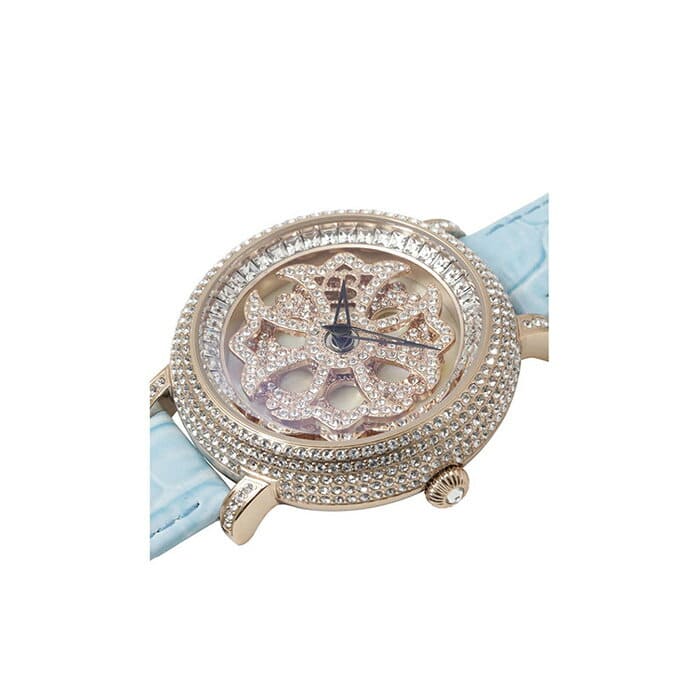 New]BRILLAMICO LILY Swarovski Watch Unisex 40MM SKY/GOLD Leather 