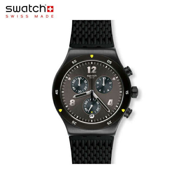 New SWATCH DARK BARK Originals Irony Chrono Watch Rubber Belt Stainless Steel Case YVB406 BE FORWARD Store