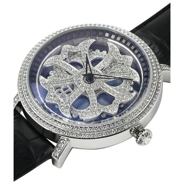 New]BRILLAMICO LILY Swarovski Watch Unisex 46MM BLACK/SILVER - BE