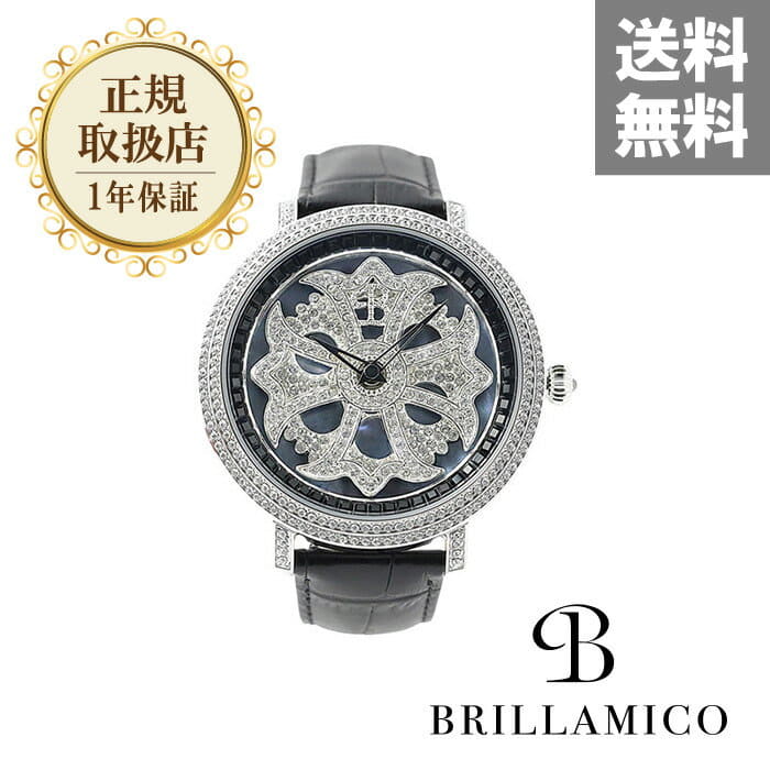 New]BRILLAMICO LILY Swarovski Watch Unisex 46MM BLACK/SILVER - BE