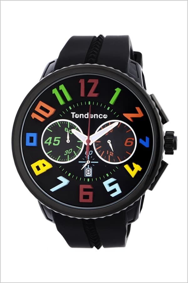 Tendence GULLIVER ROUND RAINBO クロノグラフ New] TENDENCE GULLIVER Round Rainbow Watch Unisex Black TY460610