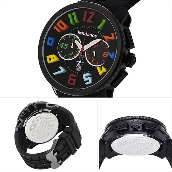 New] TENDENCE GULLIVER Round Rainbow Watch Unisex Black TY460610