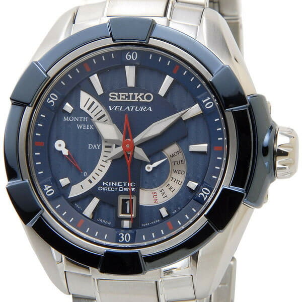 New]Seiko Kinetic Direct Drive Men's Auto Quartz Watch Blue with Battery  Replacement SRH017P1 - BE FORWARD Store