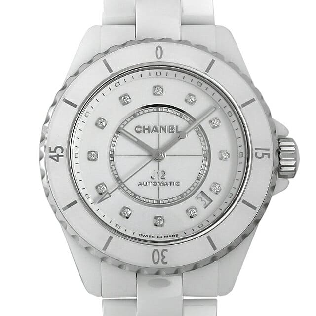 Chanel J12 Diamonds Mother of Pearl White Dial White Steel Strap