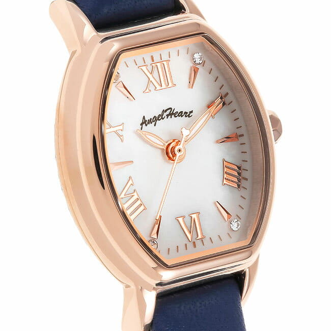 [New]Angel heart watch Lady's Luc's solar white MOP/ pink Gold leather ...