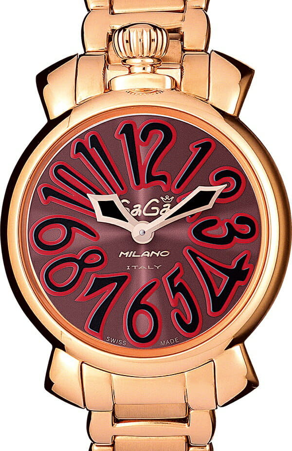 New GAGA MILANO 6021.4MANUALE 35MM 18K PVD Ga Ga MILANO MANUALE 35 unisex quartz watch stainless steel pink Gold X red BE FORWARD Store