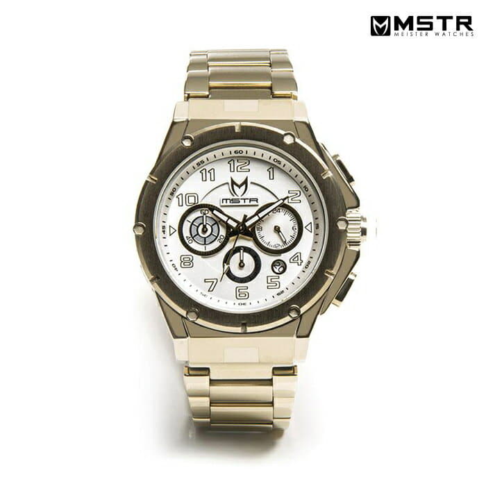 [New]MSTR WATCHES AMBASSADOR MK3 　 CHAMPAGNE GOLD X WHITE 　 STAINLESS STEEL  BAND 　 　 AM174SB 　 (　 mens watch Gold Black MEISTER 　 to polish)
