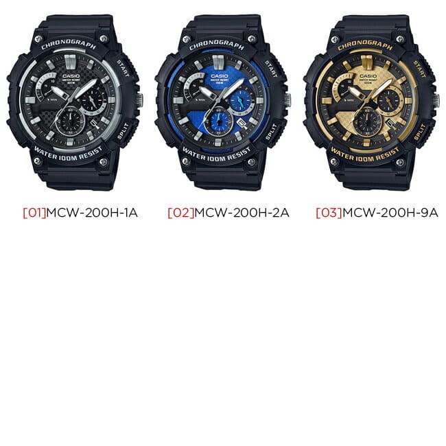 New]CASIO Casio standard mens MCW-200H SERIES watch Chronograph analog  Black black blue blue Gold gold Silver MCW-200H-1A MCW-200H-2A MCW-200H-9A  - BE FORWARD Store