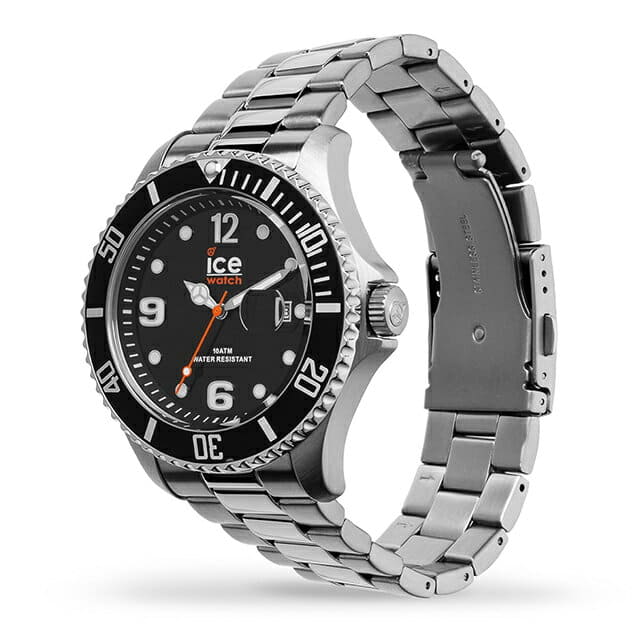 [New]Ice watch clock ICE steel - Black Silver (large) - BE FORWARD Store