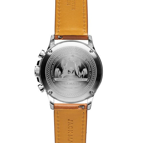 New Jack maison mens watch accessories Jack Mason Camber Racing Chronograph Leather Strap Watch 42mm Tan Navy Silver BE FORWARD Store