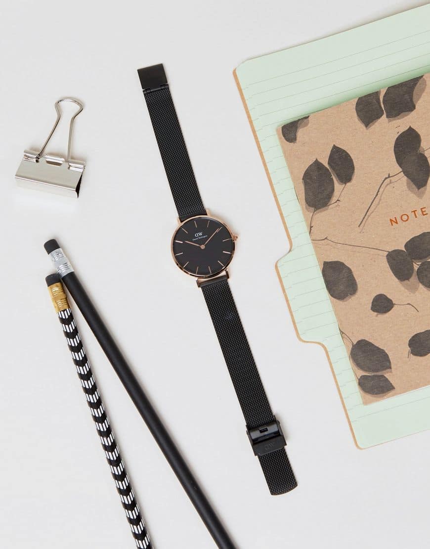 New Daniel Wellington watch unisex Daniel Wellington Classic Mesh Watch In Black Rose Gold 32mm eisosu ASOS U.K. credit card OK Black black BE FORWARD Store