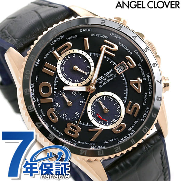 New]Angel clover clock Mond solar 44mm mens watch MOS44PBK-BK