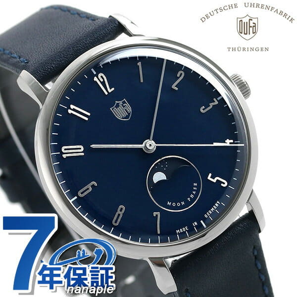 New]Duffa Gropius Mondophase Unisex Watch Navy 38mm DF-9032-02