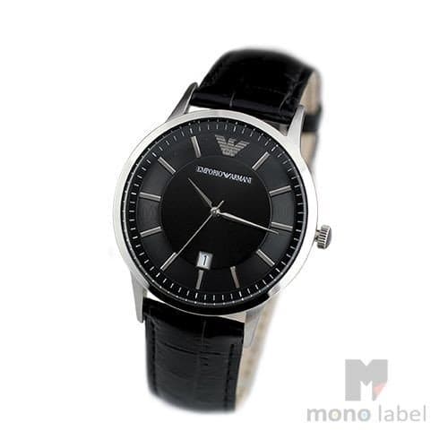 New][EMPORIO ARMANI] Emporio Armani watch mens AR2411 Black leather - BE  FORWARD Store