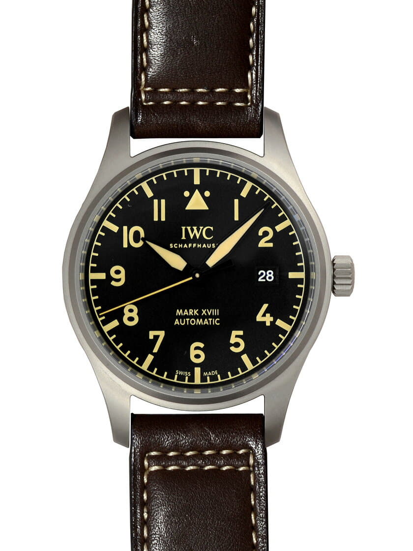 New]IWC IW327006 pilot mark 18 heritage titanium brown leather Black  self-winding watch - BE FORWARD Store