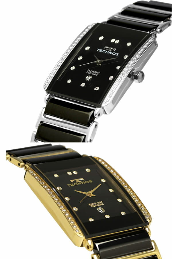 New]TECHNOS techno mens watch Classic ceramic Black dial