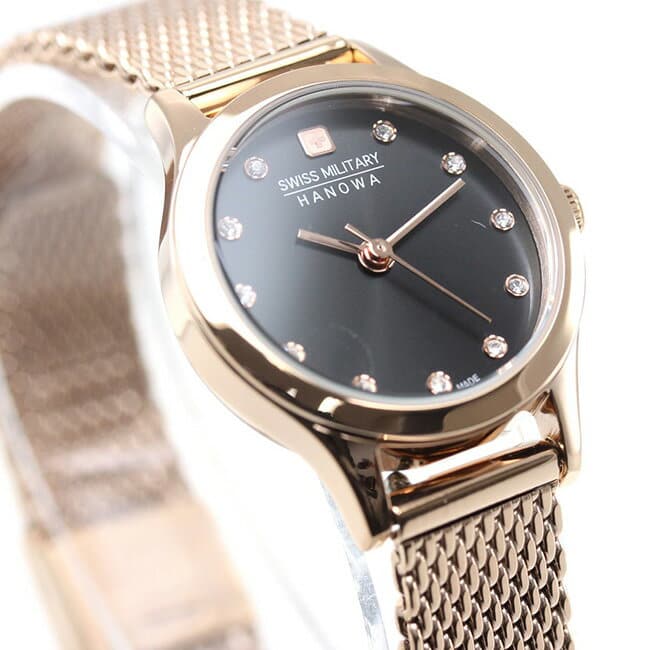 [New]Swiss Military Primo Ladies Watch 26mm Gold/Black Mesh ml437 BE