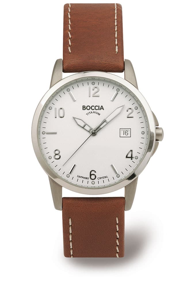 [New]BOCCIA TITANIUM Men's Watch 36mm White/Brown Leather German Belt ...