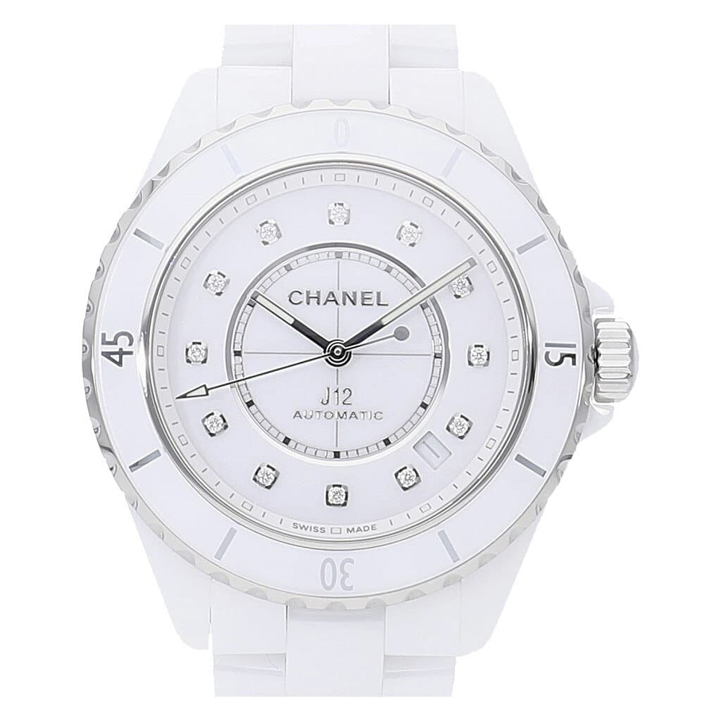 Watch White Ceramic 12P Diamond H5705 