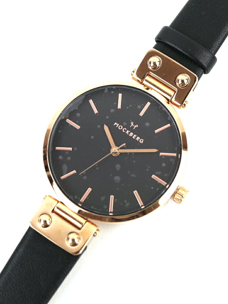 [New]MOCKBERG outside leather belt round watch Ladies SIGRID BLACK 34mm ...