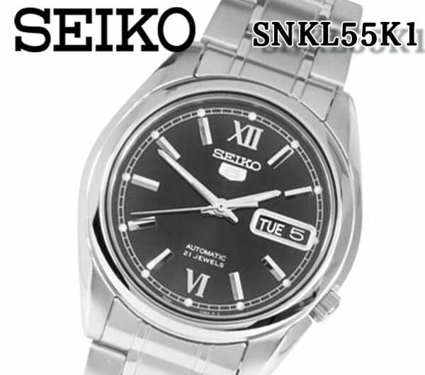 New]low SEIKO SEIKO 5 SEIKO five self-winding watch watch SNKL55K1 Black  mens watch Lady's stainless steel automatic skeleton back - BE FORWARD Store