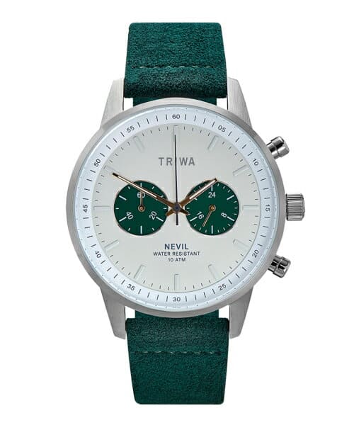 New TRIWA EMERALD NEVIL Men s Chronograph Watch White Green