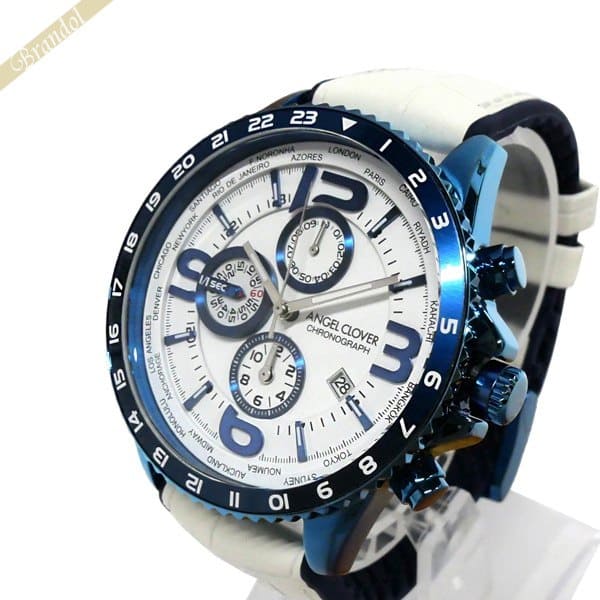 New]Angel Clover MONDO Men's Chronograph Watch 44mm white/blue