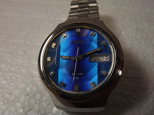 Used SEIKO EL 330 electromagnetic temp style watch blue operation product battery exchange finished BE FORWARD Store