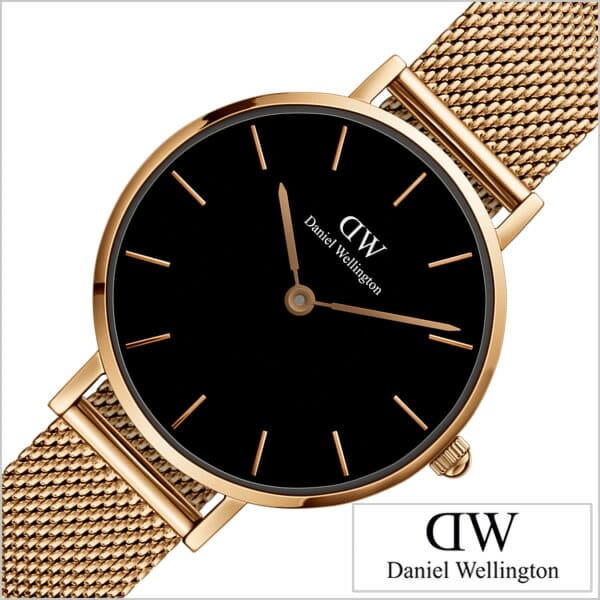 New Daniel Wellington watch Classic Pettit 28mm Melrose Daniel Wellington clock CLASSIC PETITE MELROSE Lady s Black DW00100217 DW pair simple round refined mesh Rose Gold autumn BE FORWARD Store