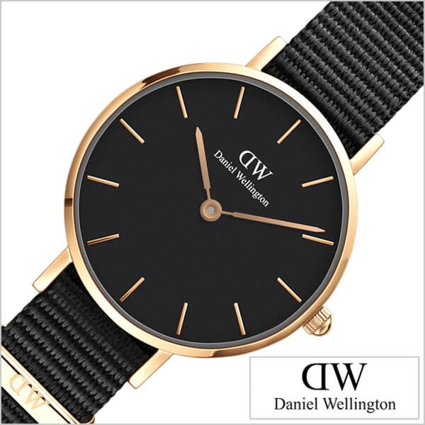 New Daniel Wellington PETITE CORNWALL Ladies Watch Black 28mm Nylon NATO Belt Rose Gold DW00100247 BE FORWARD Store