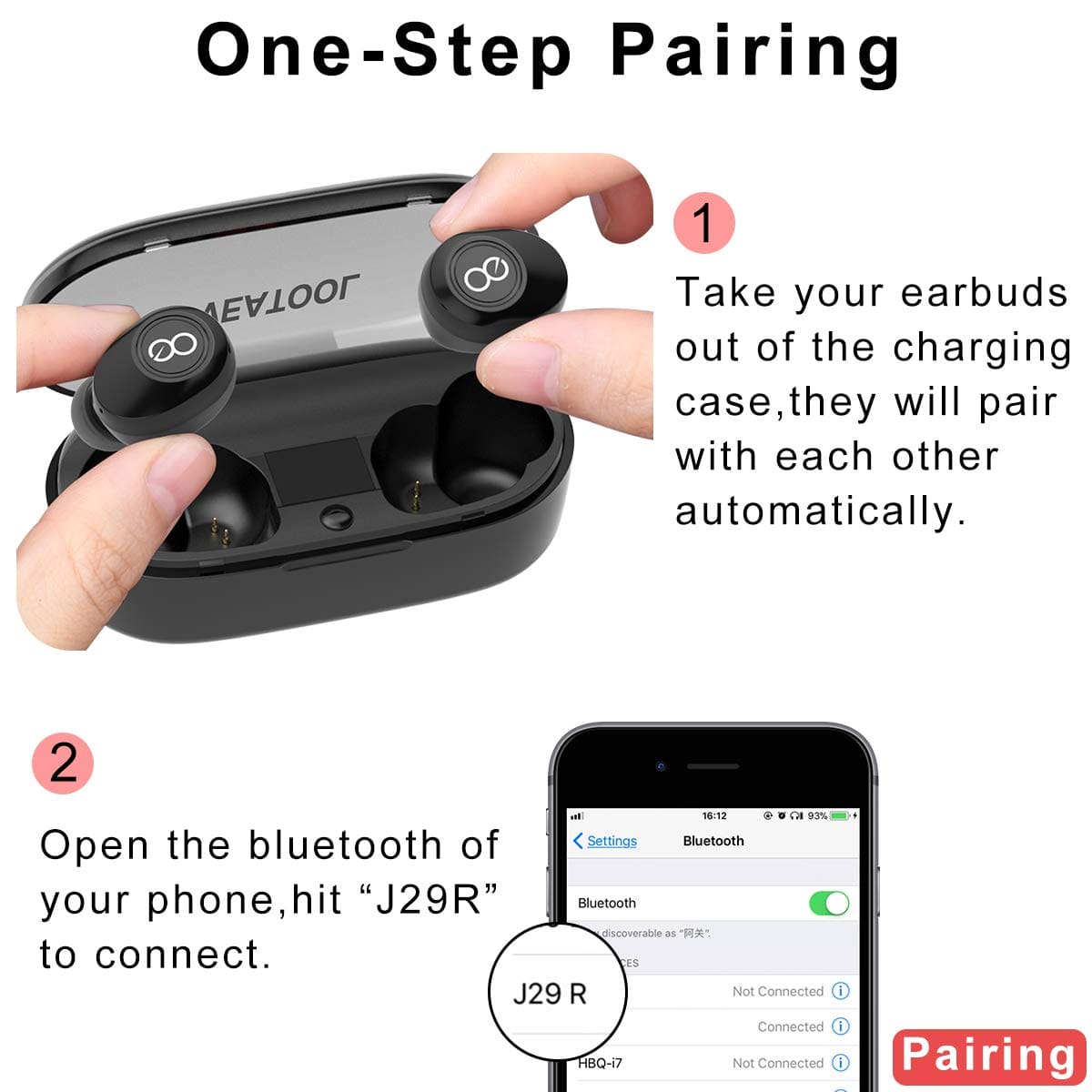New 12 4 20 00 12 11 9 59 Charge case with a built in headphones Bluetooth Bluetooth headphones VEATOOL 5.0 wireless earphone HD stereo inner ear earphone microphone BE FORWARD Store