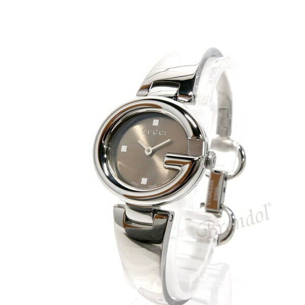 [New]Gucci Ladies Guccissima G-Bangle Watch White 27mm Brown/Silver YA134503  - BE FORWARD Store