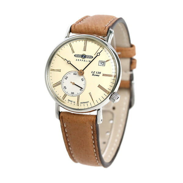 [New]Zeppelin Rome Men's Watch 36mm Ivory/Light Brown LZ120 - BE ...